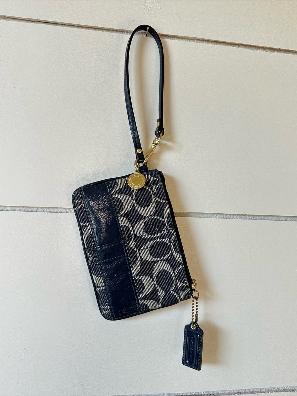 Coach Signature Stripe Wallet Wristlet